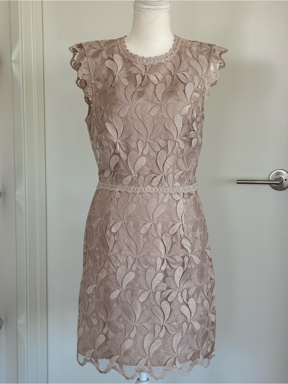 Sleeveless Lace Midi Dress in Dusty Mauve -Reiss